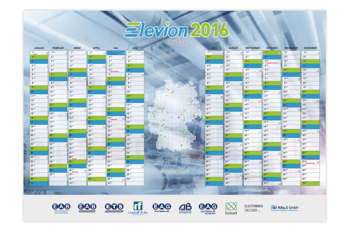 Jahreskalender 2016 - Elevion Gruppe
